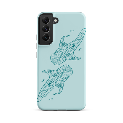 Samsung Phone Case -  Whale Sharks Outline Teal