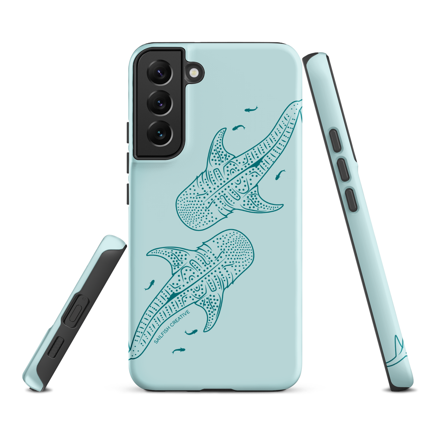 Samsung Phone Case -  Whale Sharks Outline Teal