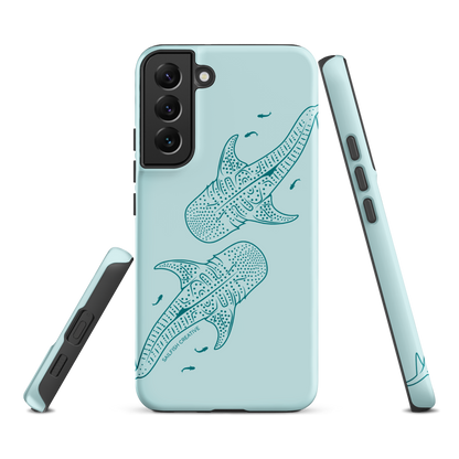 Samsung Phone Case -  Whale Sharks Outline Teal