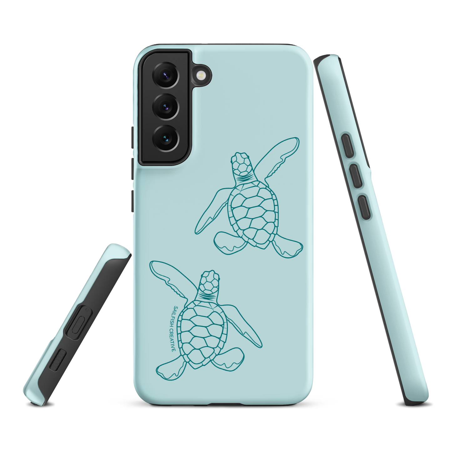 Samsung Phone Case -  Turtle Hatchlings Outline Teal