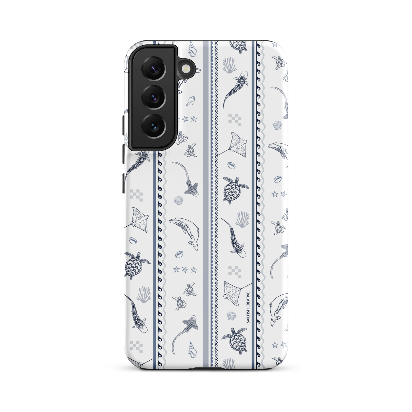 Samsung Phone Case - Candy Stripes Overcast Blue on White