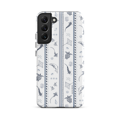 Samsung Phone Case - Candy Stripes Overcast Blue on White