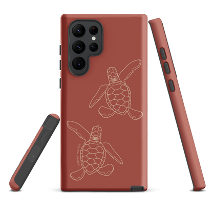 Samsung Phone Case -  Turtle Hatchlings Outline Rusty Coral