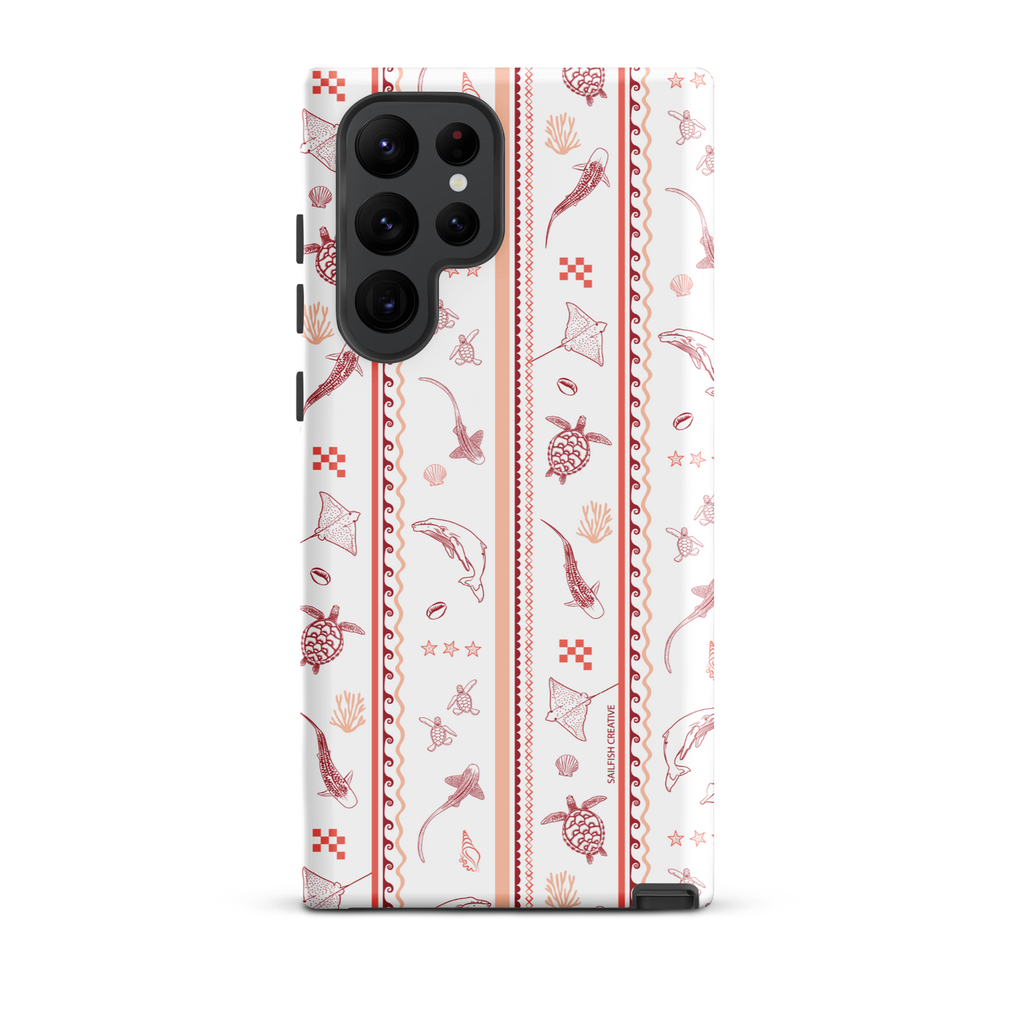 Samsung Phone Case - Candy Stripes Coral