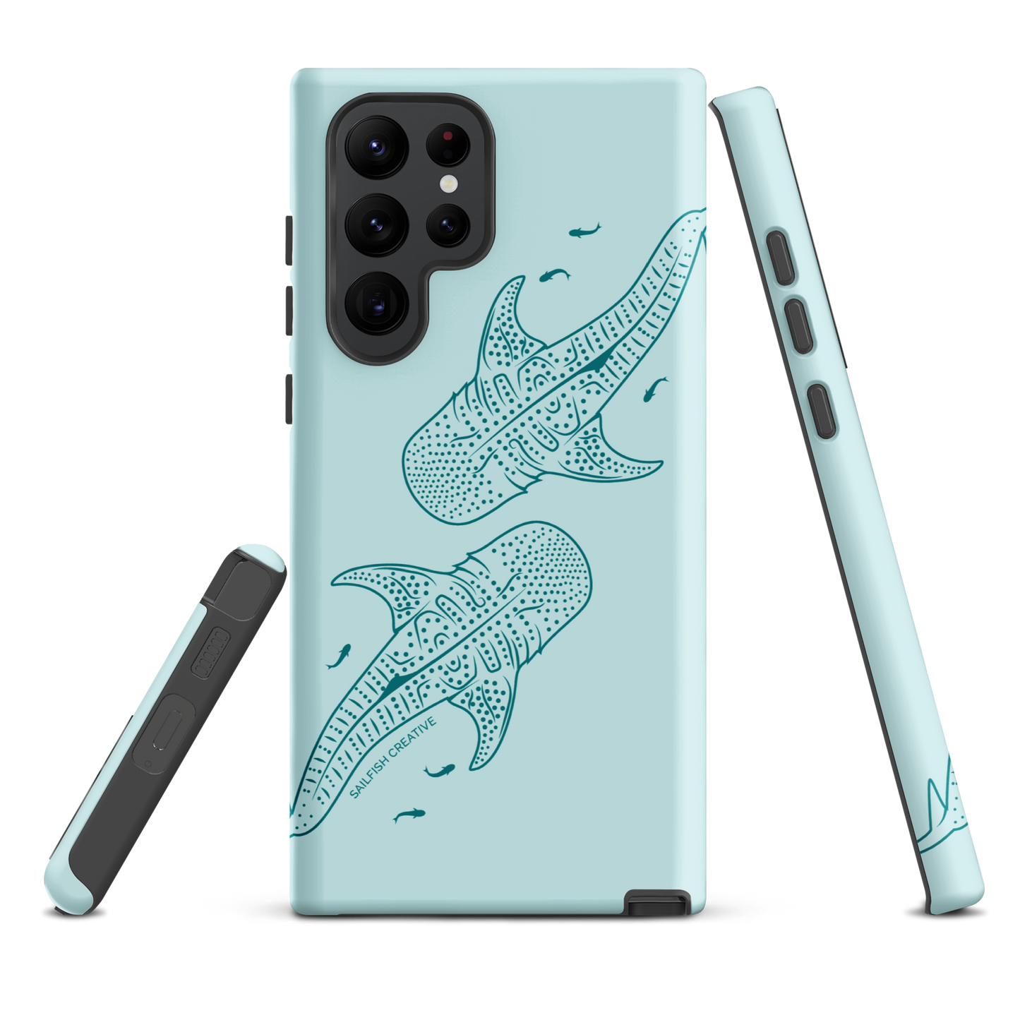 Samsung Phone Case -  Whale Sharks Outline Teal
