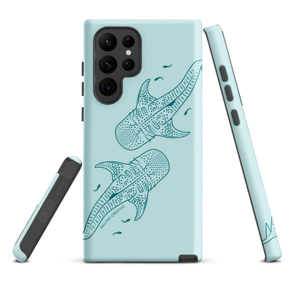 Samsung Phone Case -  Whale Sharks Outline Teal