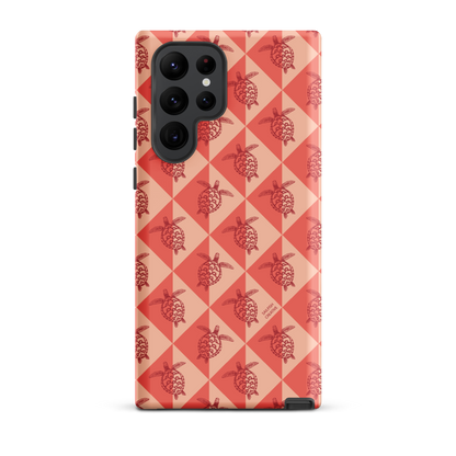Samsung Phone Case -  Turtle Diamonds Coral