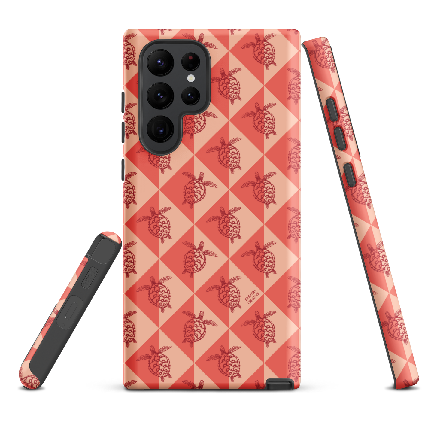 Samsung Phone Case -  Turtle Diamonds Coral
