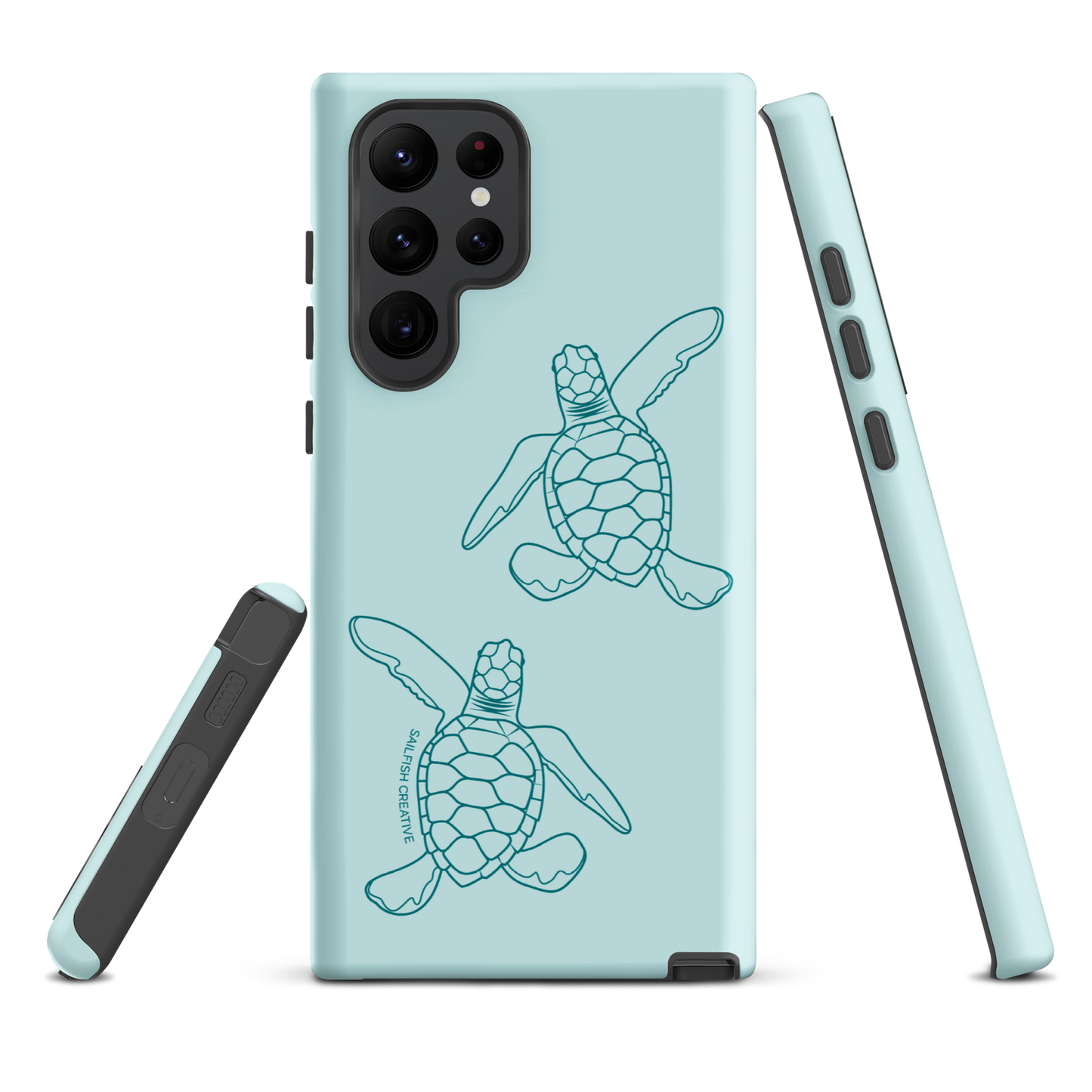 Samsung Phone Case -  Turtle Hatchlings Outline Teal
