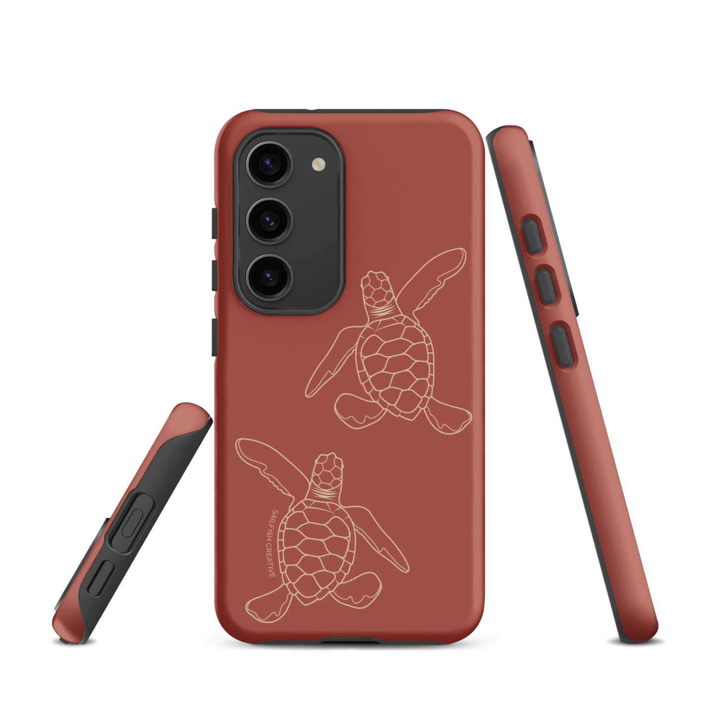 Samsung Phone Case -  Turtle Hatchlings Outline Rusty Coral
