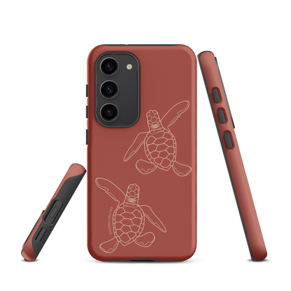 Samsung Phone Case -  Turtle Hatchlings Outline Rusty Coral