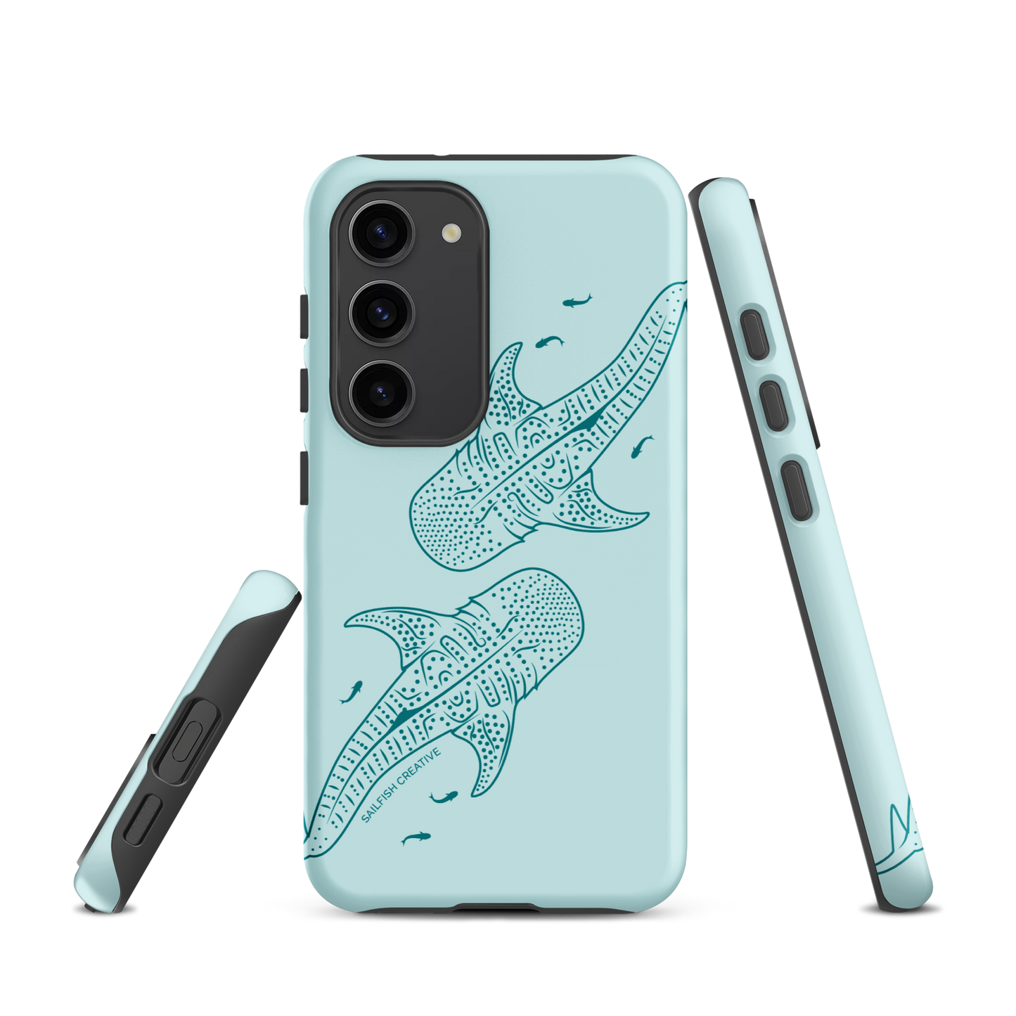 Samsung Phone Case -  Whale Sharks Outline Teal