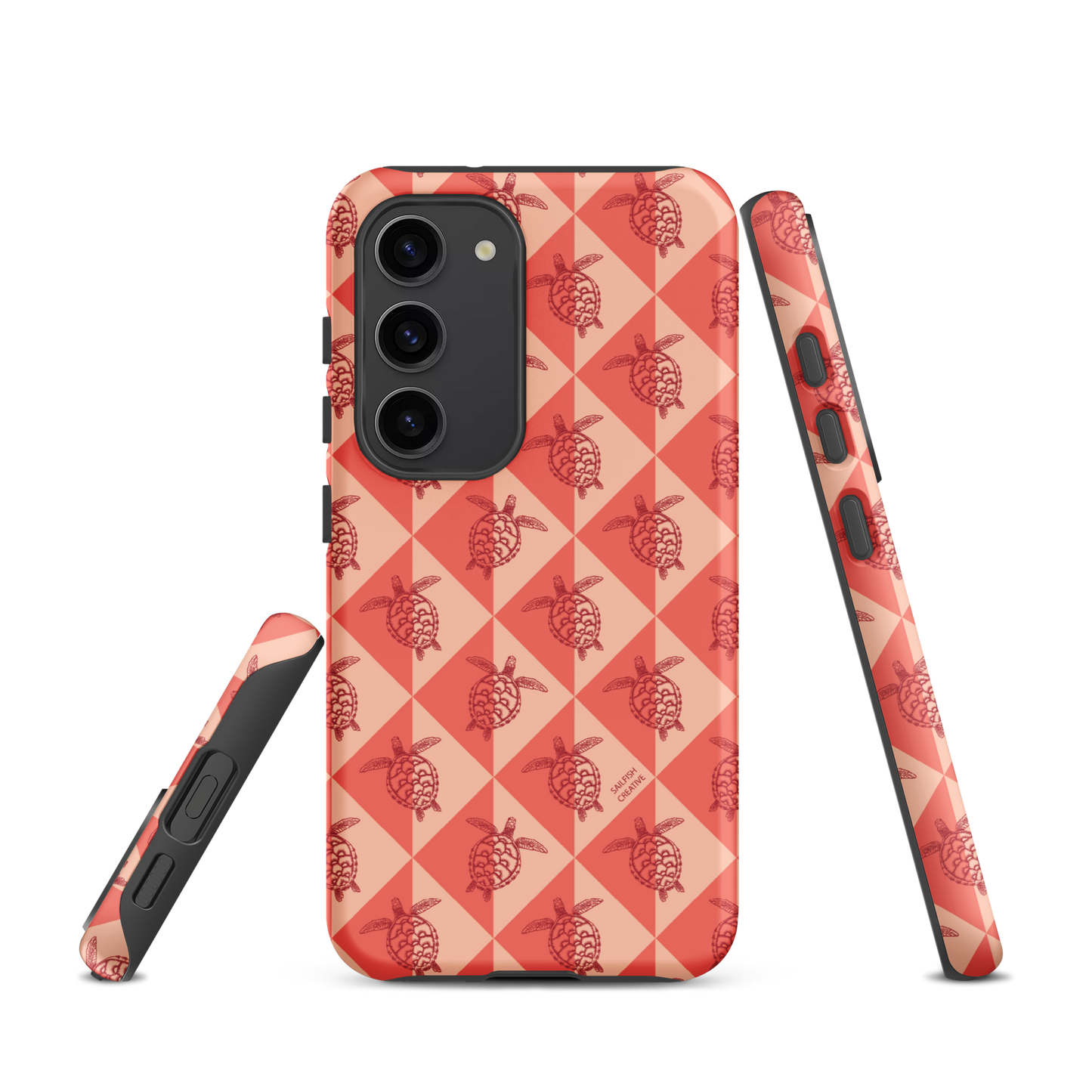 Samsung Phone Case -  Turtle Diamonds Coral