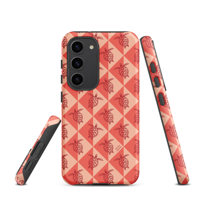 Samsung Phone Case -  Turtle Diamonds Coral