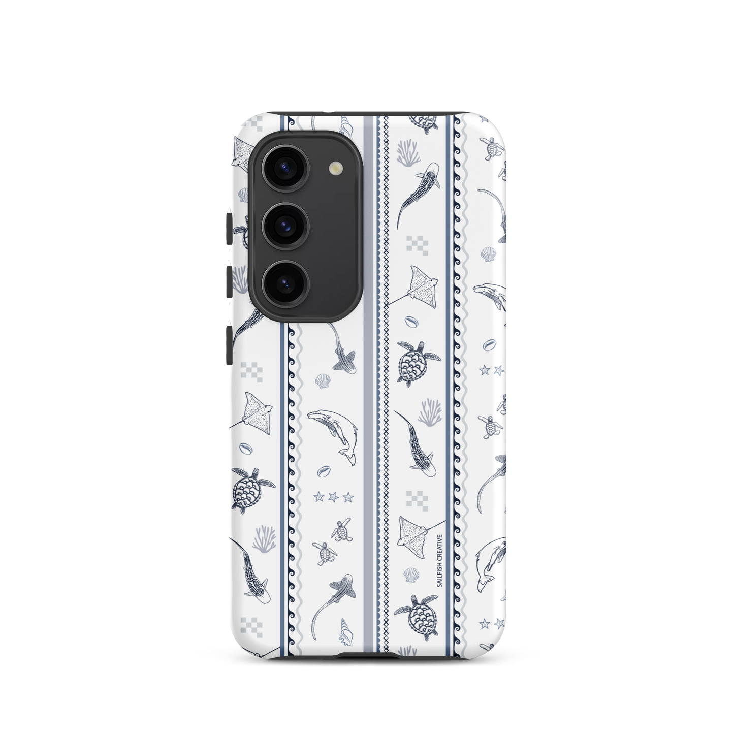 Samsung Phone Case - Candy Stripes Overcast Blue on White