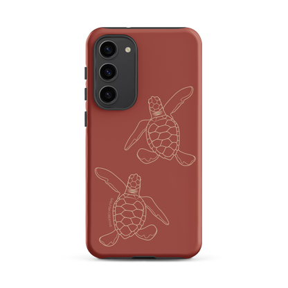 Samsung Phone Case -  Turtle Hatchlings Outline Rusty Coral