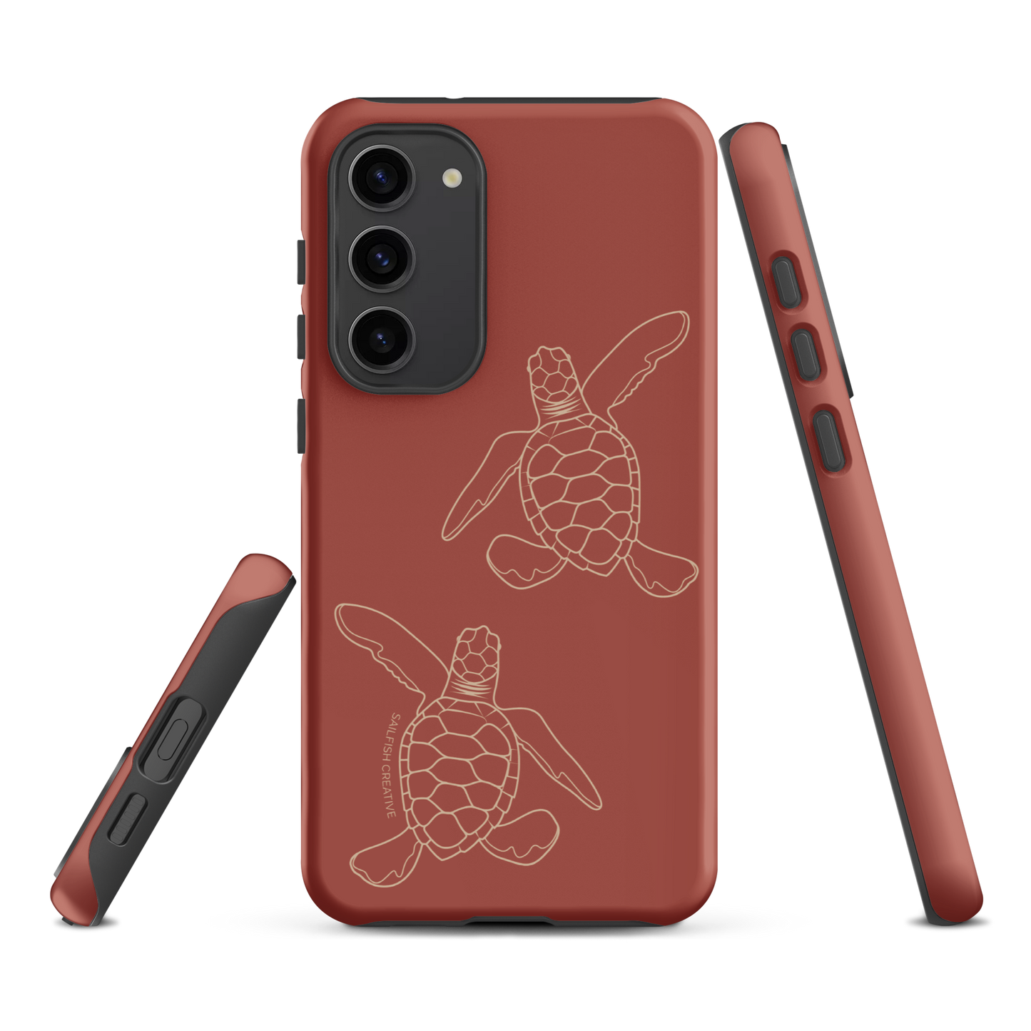 Samsung Phone Case -  Turtle Hatchlings Outline Rusty Coral