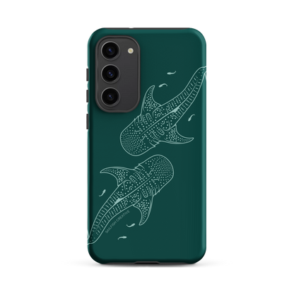 Samsung Phone Case -  Whale Sharks Outline Emerald
