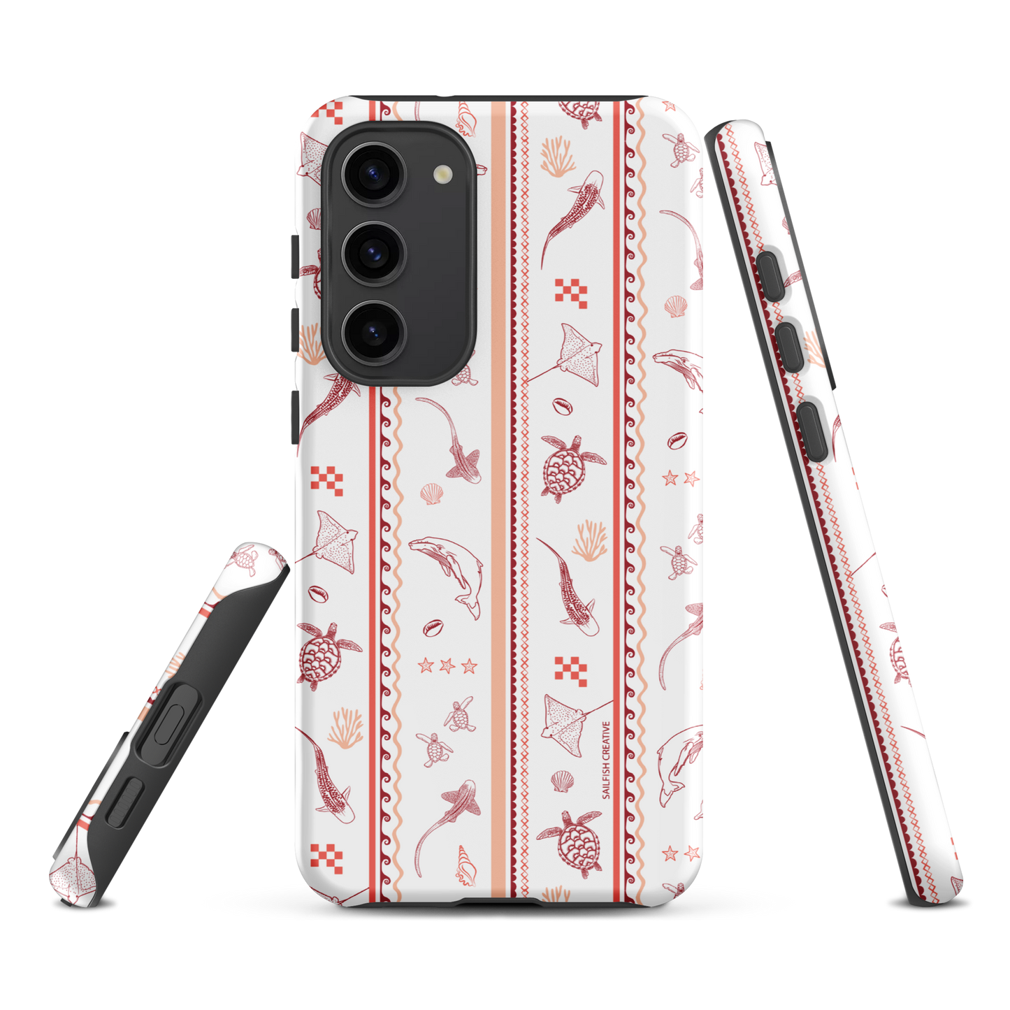 Samsung Phone Case - Candy Stripes Coral