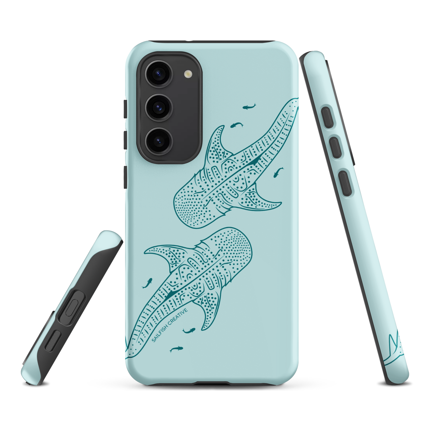 Samsung Phone Case -  Whale Sharks Outline Teal