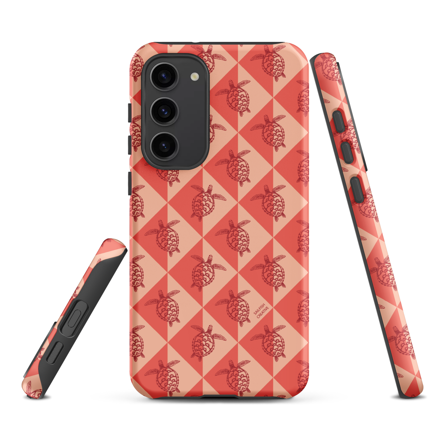 Samsung Phone Case -  Turtle Diamonds Coral