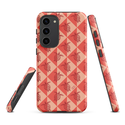 Samsung Phone Case -  Turtle Diamonds Coral