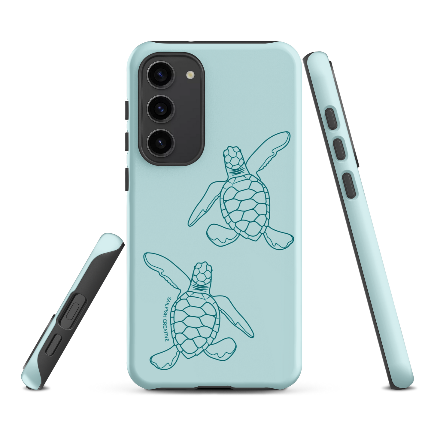 Samsung Phone Case -  Turtle Hatchlings Outline Teal