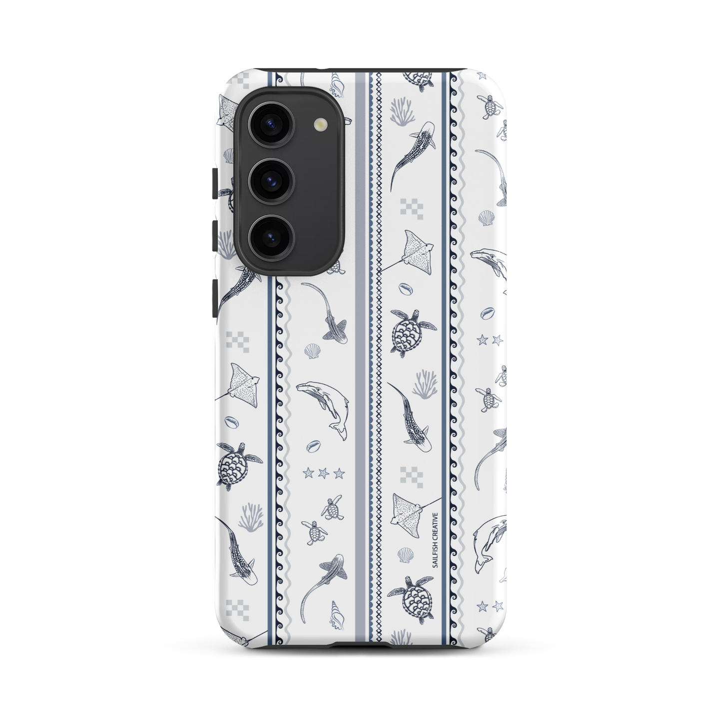 Samsung Phone Case - Candy Stripes Overcast Blue on White