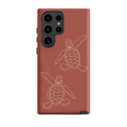Samsung Phone Case -  Turtle Hatchlings Outline Rusty Coral