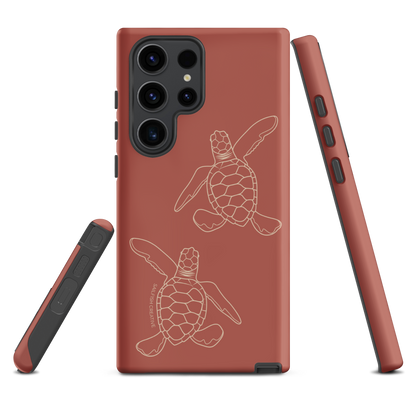 Samsung Phone Case -  Turtle Hatchlings Outline Rusty Coral