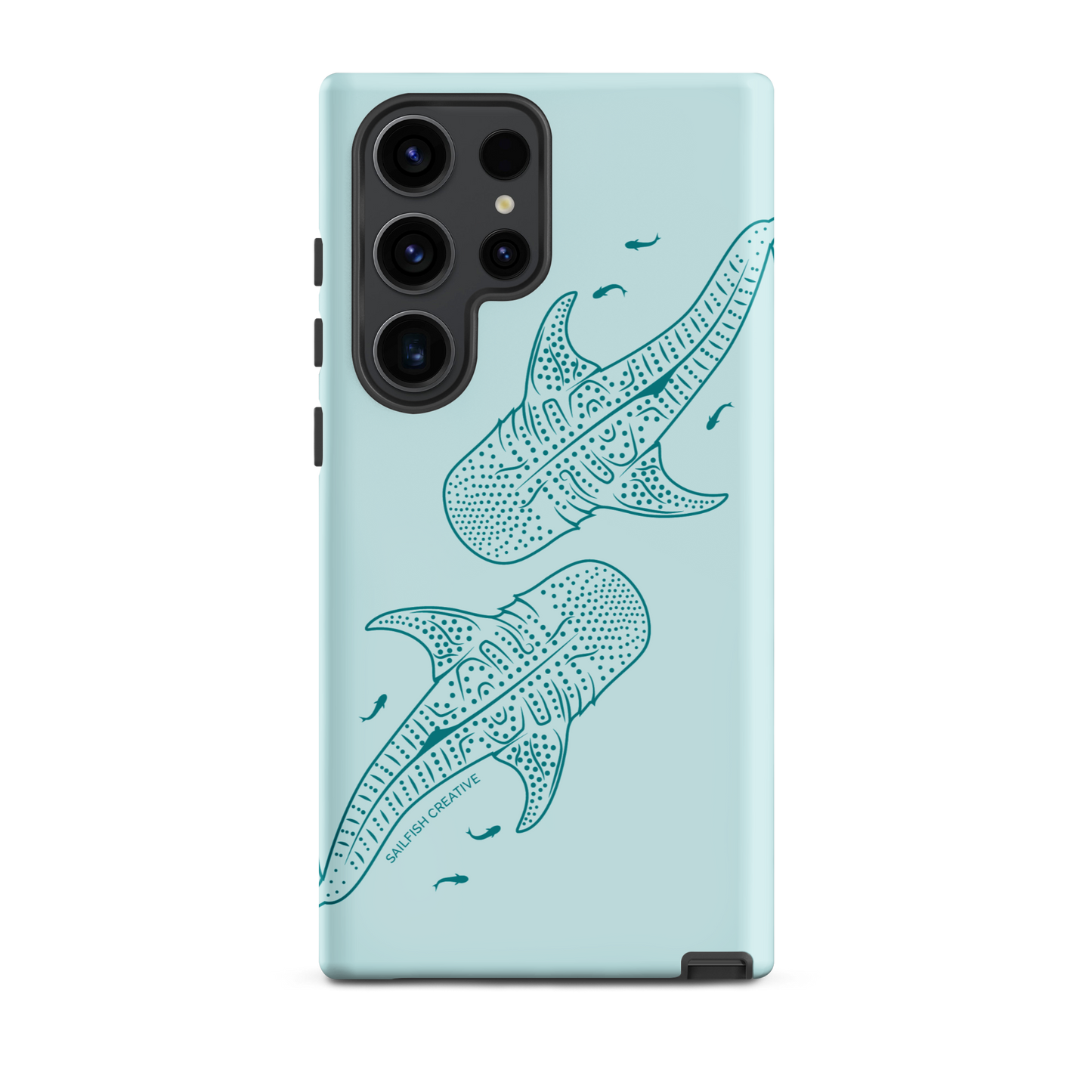 Samsung Phone Case -  Whale Sharks Outline Teal