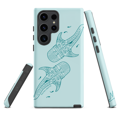 Samsung Phone Case -  Whale Sharks Outline Teal