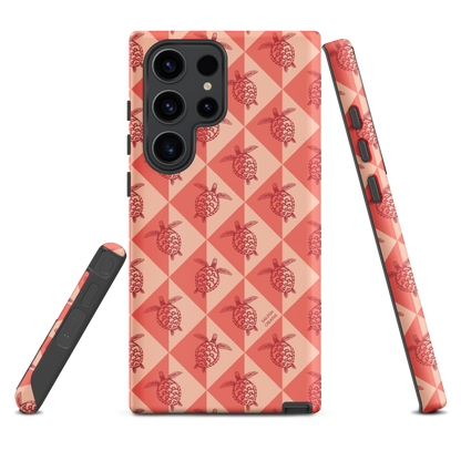 Samsung Phone Case -  Turtle Diamonds Coral