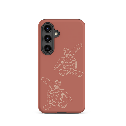 Samsung Phone Case -  Turtle Hatchlings Outline Rusty Coral