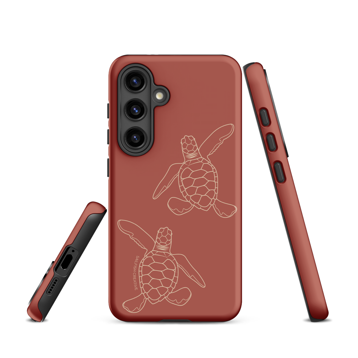 Samsung Phone Case -  Turtle Hatchlings Outline Rusty Coral