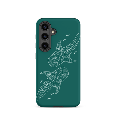 Samsung Phone Case -  Whale Sharks Outline Emerald