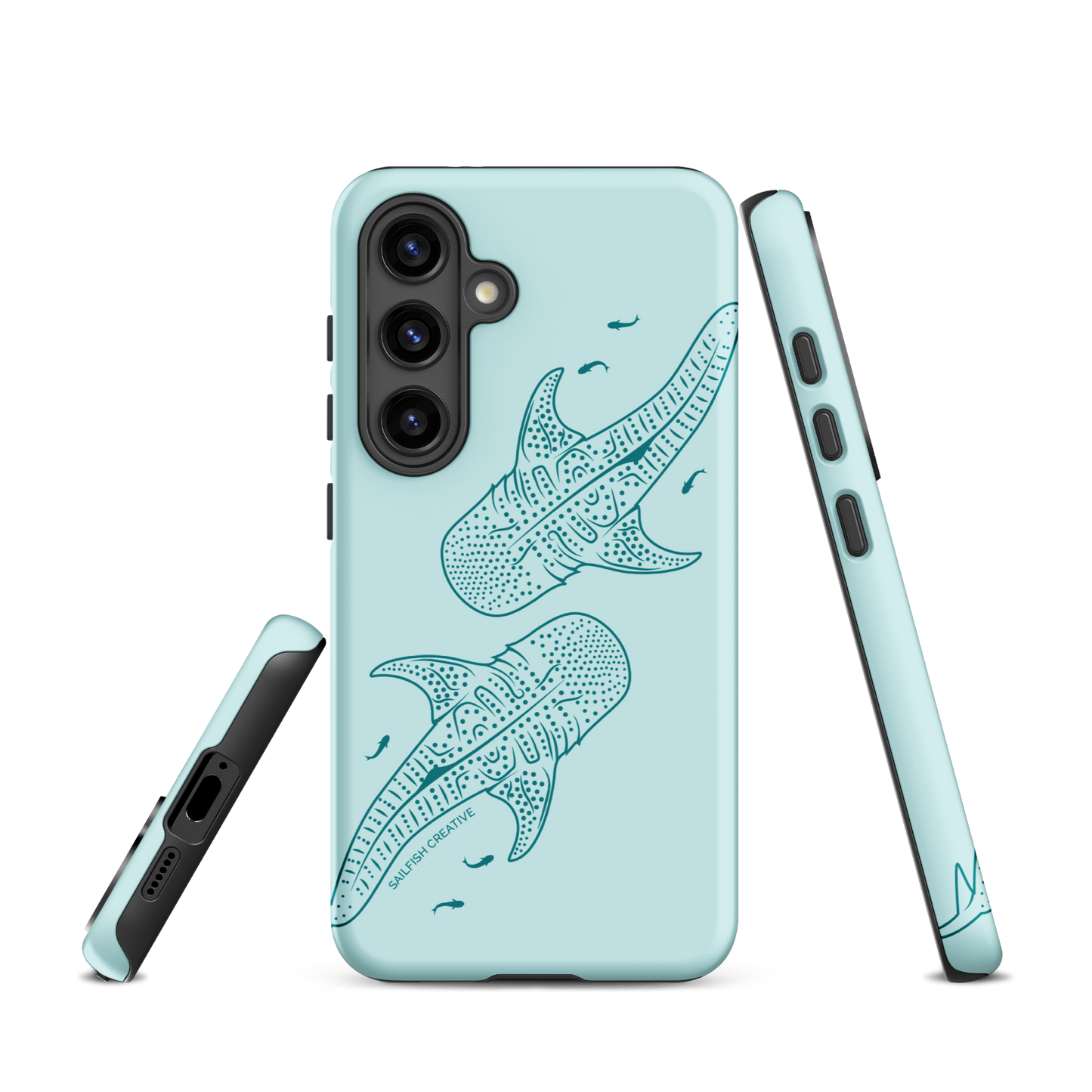 Samsung Phone Case -  Whale Sharks Outline Teal