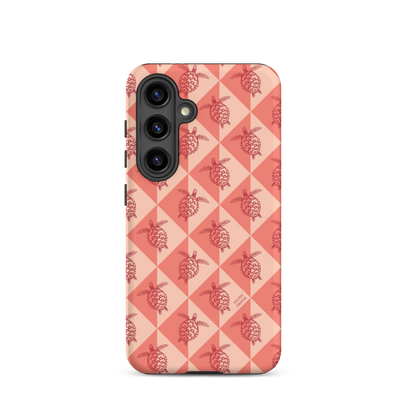 Samsung Phone Case -  Turtle Diamonds Coral