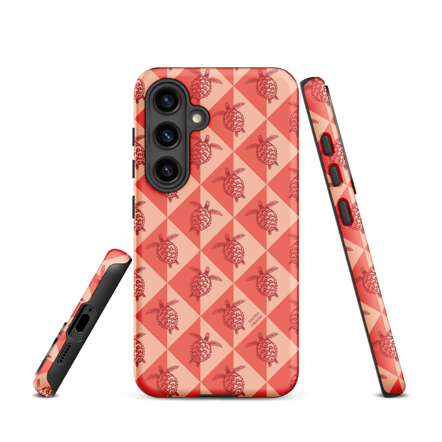 Samsung Phone Case -  Turtle Diamonds Coral