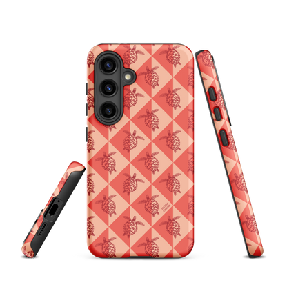 Samsung Phone Case -  Turtle Diamonds Coral