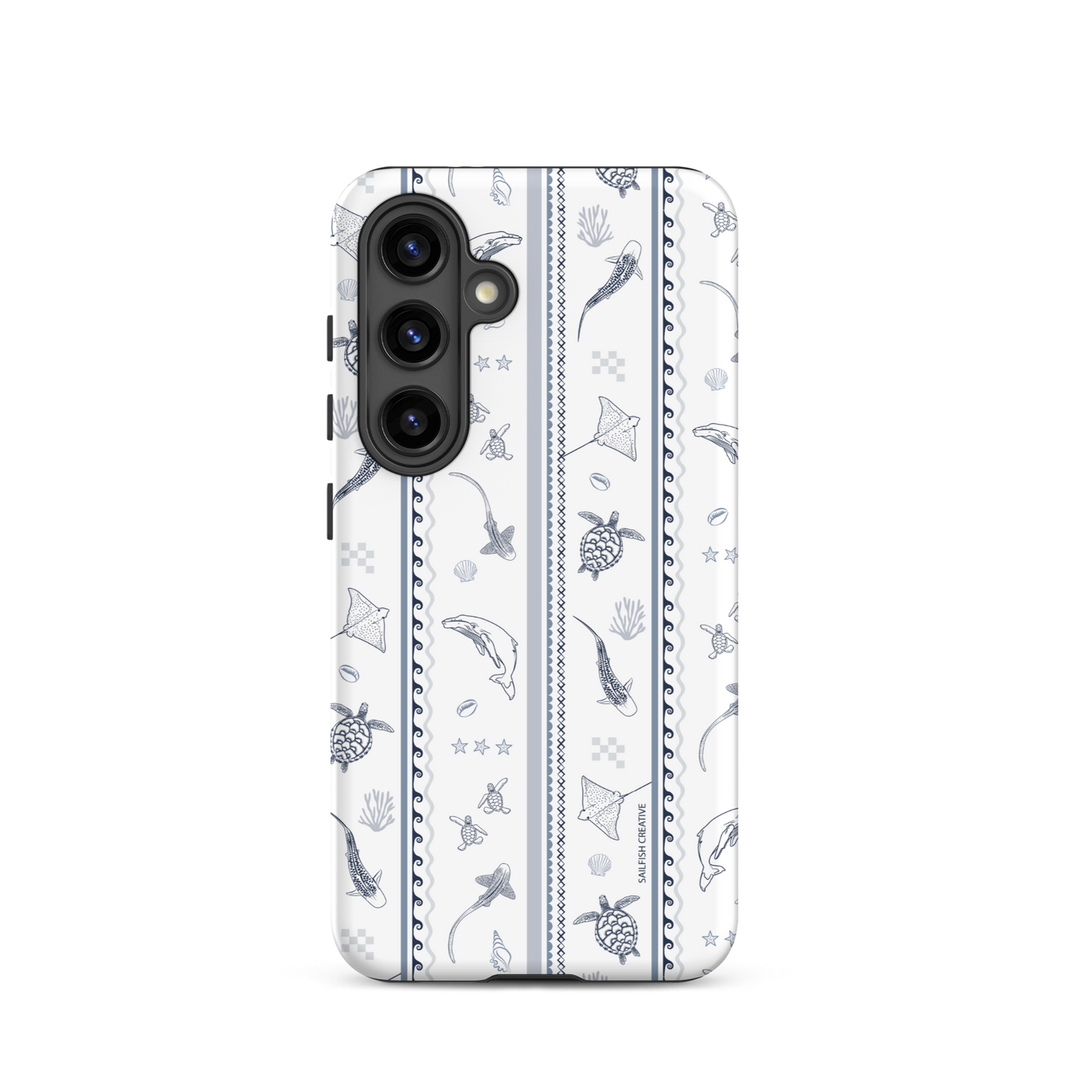 Samsung Phone Case - Candy Stripes Overcast Blue on White