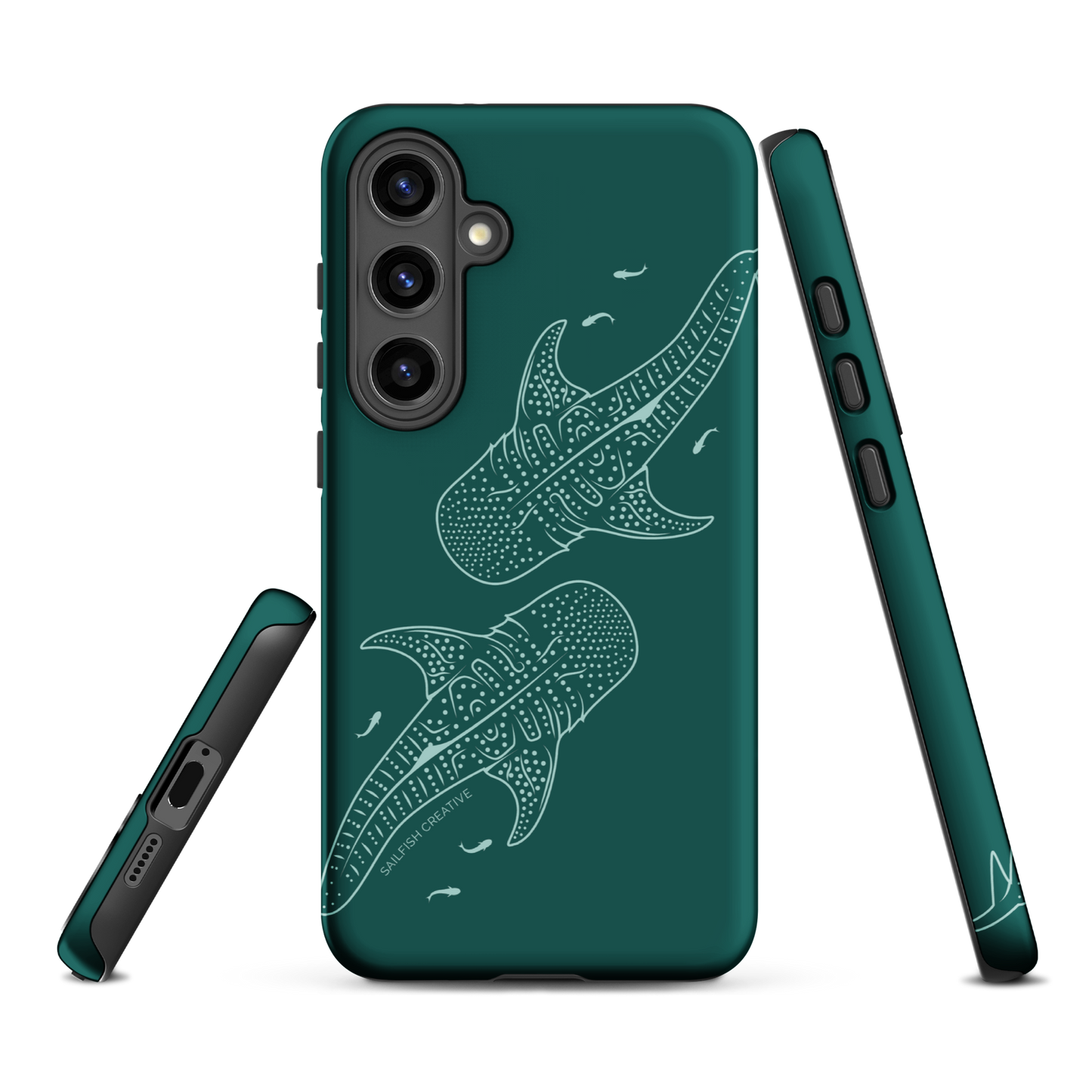 Samsung Phone Case -  Whale Sharks Outline Emerald