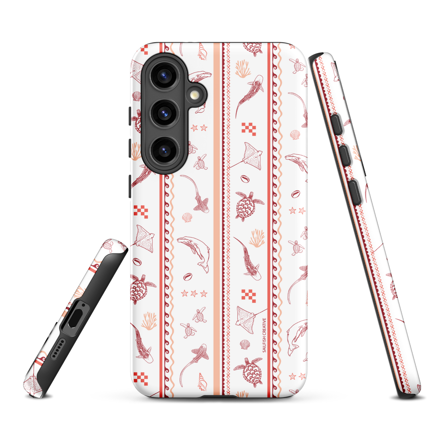 Samsung Phone Case - Candy Stripes Coral