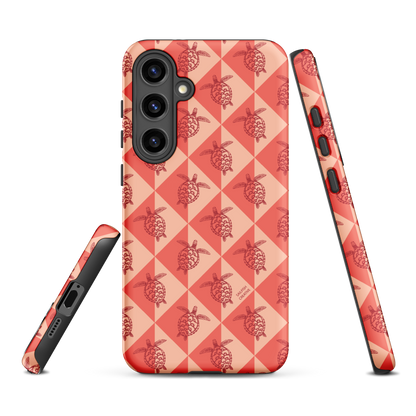 Samsung Phone Case -  Turtle Diamonds Coral