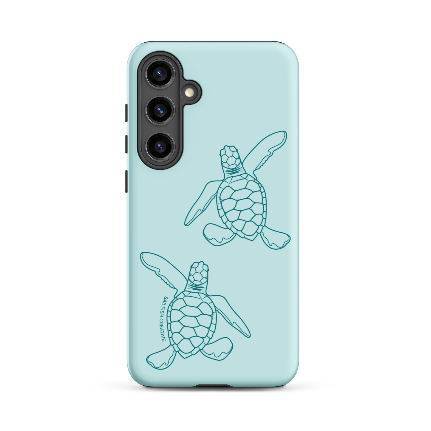 Samsung Phone Case -  Turtle Hatchlings Outline Teal
