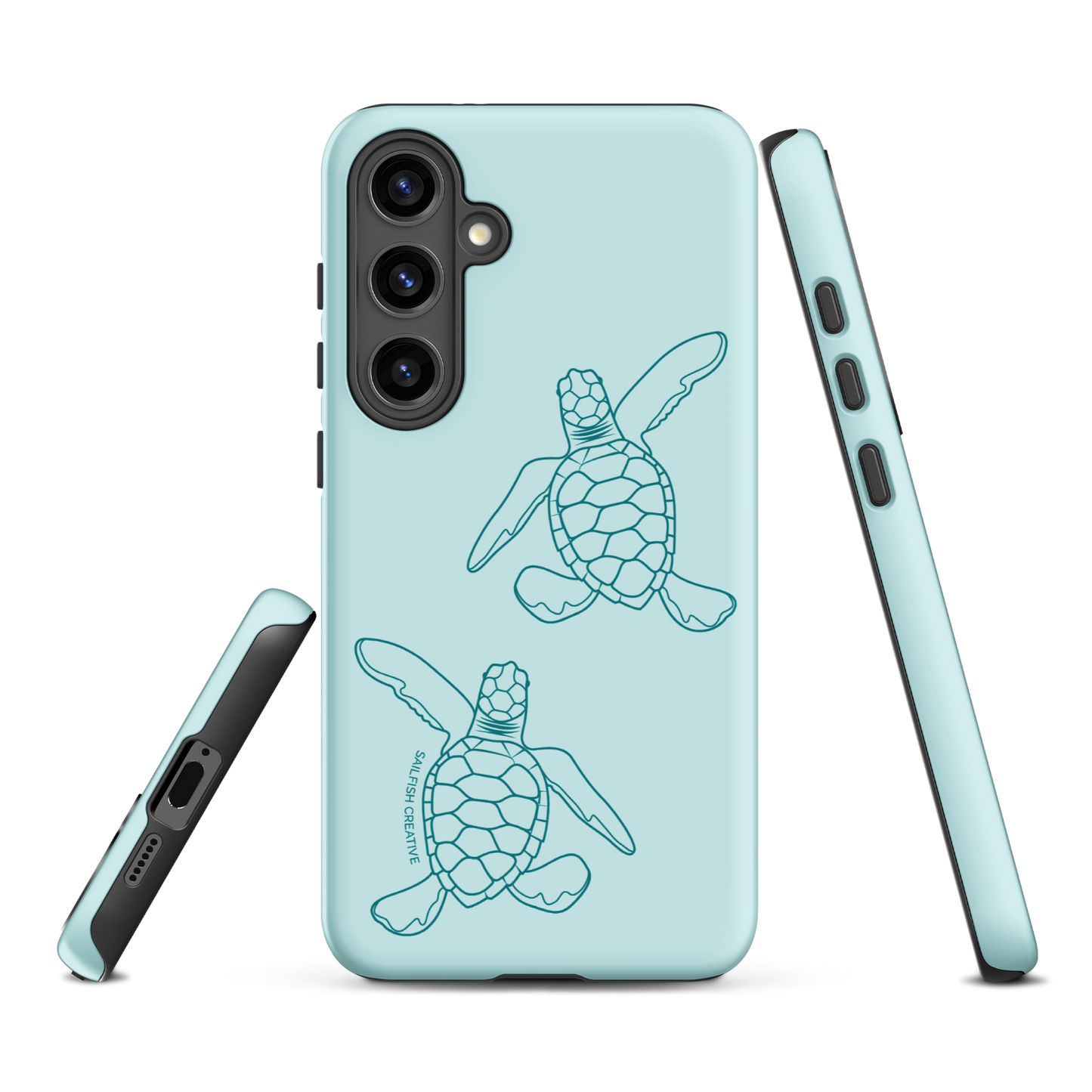 Samsung Phone Case -  Turtle Hatchlings Outline Teal