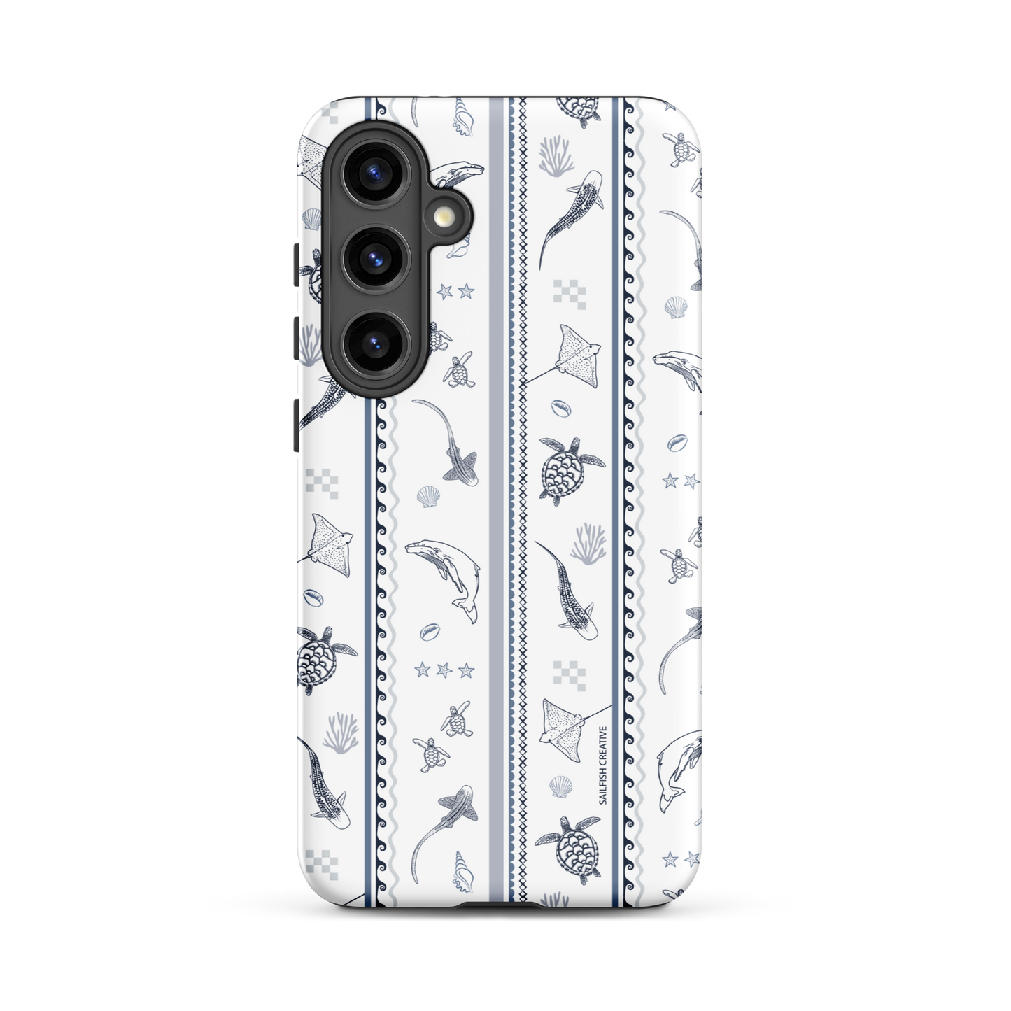 Samsung Phone Case - Candy Stripes Overcast Blue on White
