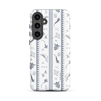 Samsung Phone Case - Candy Stripes Overcast Blue on White