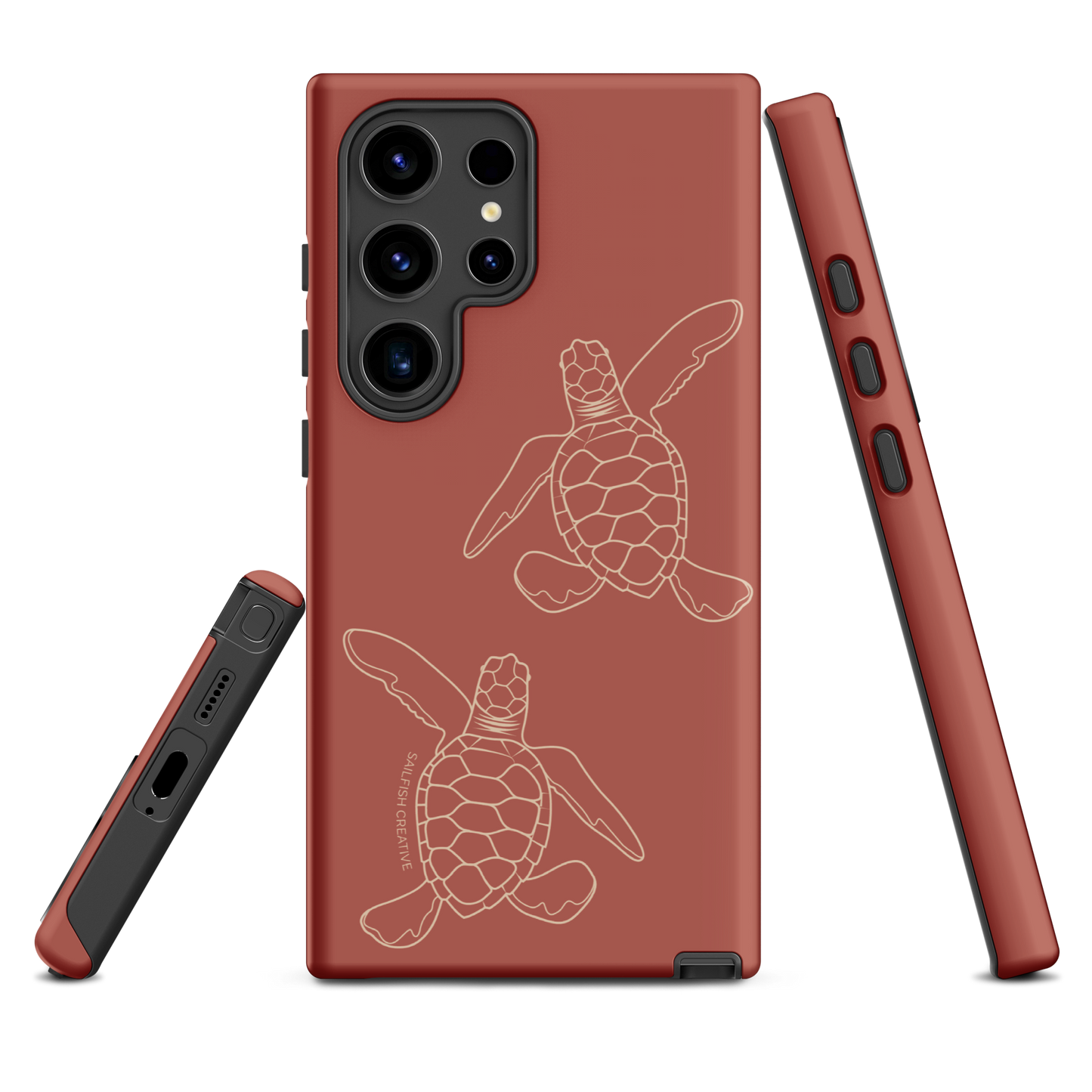 Samsung Phone Case -  Turtle Hatchlings Outline Rusty Coral