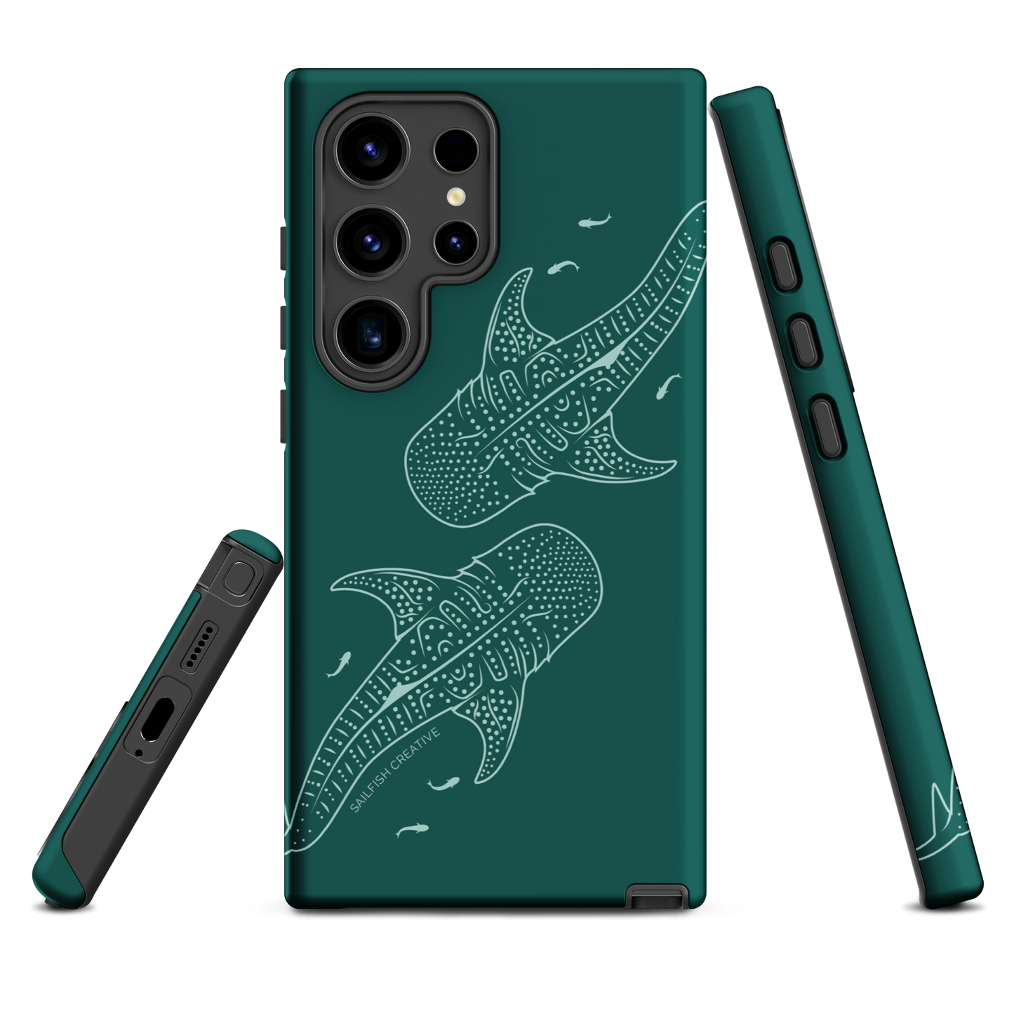 Samsung Phone Case -  Whale Sharks Outline Emerald
